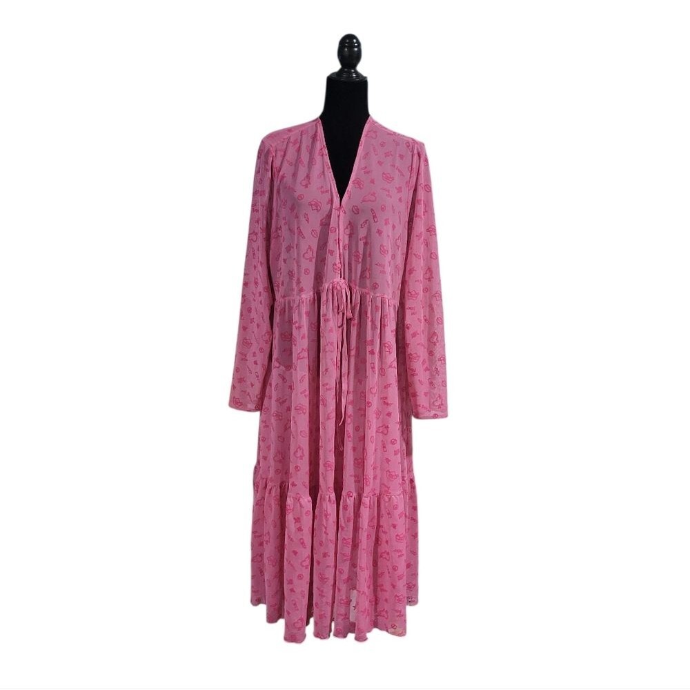 Betsey Johnson Semi Sheer Monogram Mesh Robe